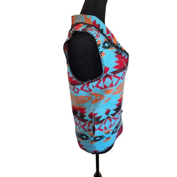NWT Rhonda Stark Wool Blend Southwestern Aztec Santa FE Soft Vest XS Organic - Picture 4 of 13